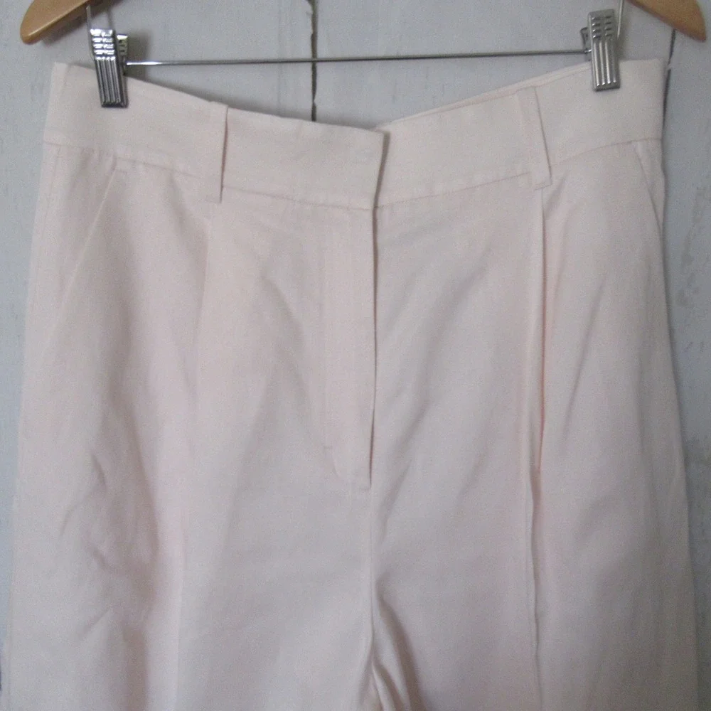 COS Pants 12 PInk Super High Rise Wide Leg Linen Blend Pleated